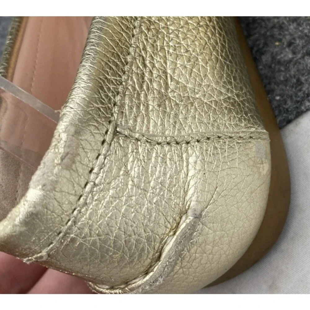 Kate Spade Bergman Gold Metallic Leather Loafers Women’s Size 8.5 Slip On Flats